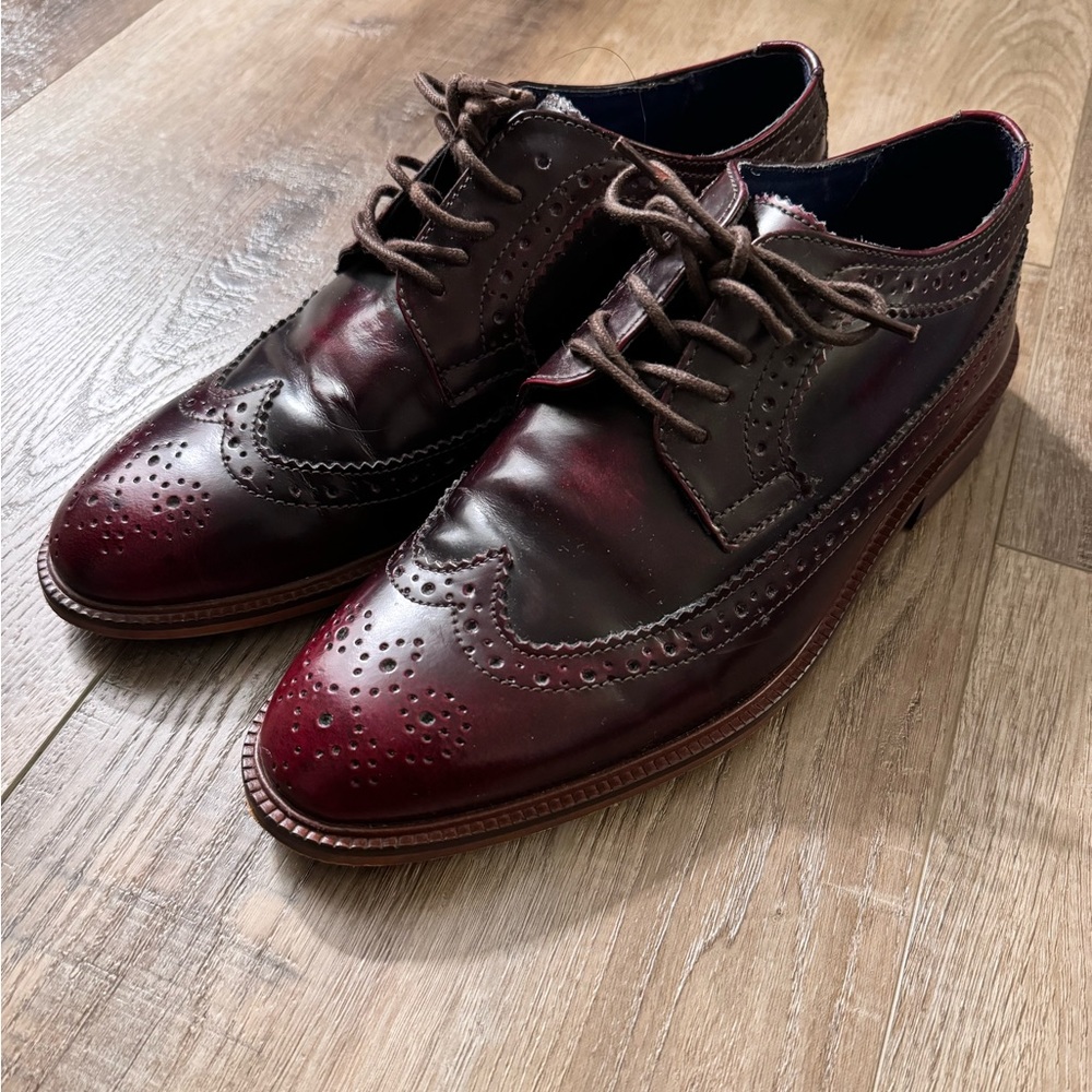 Topman Burgundy Oxford Wingtip Shoes
